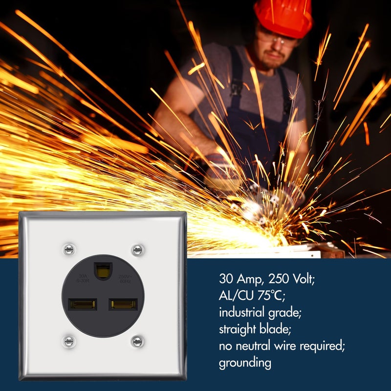 micmi NEMA 6-30R Power Outlet, 50 Amp 250V Heavy-Duty 50A Receptacle, for Welders, Plasma Cutters, Electric Ranges, Dryers, and More UL Listed (NEMA 6-30R) - Image 5